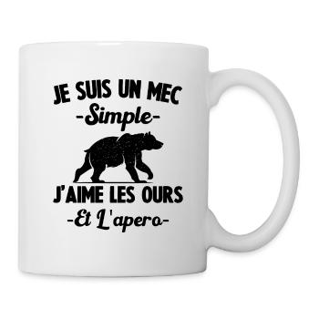 Je Suis Un Mec Simple J'aime Les Ours Et L'apéro - Mug blanc - blanc - Droite