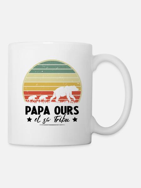 Papa ours et sa tribu Humour cadeau - Mug blanc - blanc