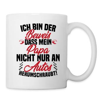 Je suis la preuve que papa ne se soucie pas seulement des voitures - Mug blanc - blanc - Droite