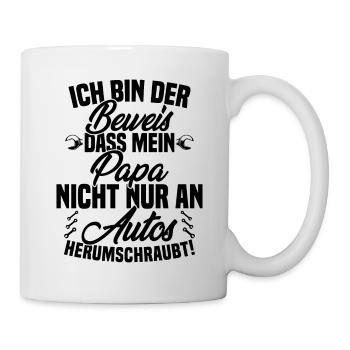 Je suis la preuve que papa ne se soucie pas seulement des voitures - Mug blanc - blanc - Droite