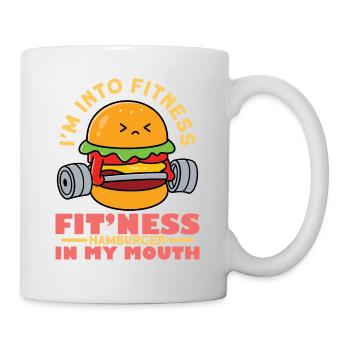 Hamburger Fitness- Hamburger Tshirt - Tasse - Weiß - Rechts