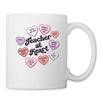 Lehrer im Herzen Retro Valentinstag Schule - Tasse - Weiß - Rechts