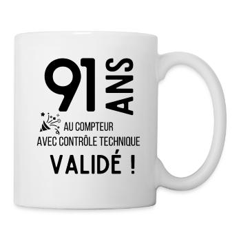 Anniversaire 91 ans humour adulte cadeau - Mug blanc - blanc - Droite
