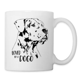 Loved by a Dogo dog saying Dogo Argentino dogs - Mug - white - Right