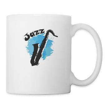 Jazz Musik Saxophon Improvisiert Blues - Tasse - Weiß - Rechts