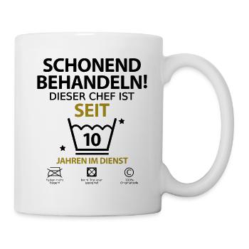 Chef Jubiläum Firmenjubiläum 10 Jahre Jähriges - Tasse - Weiß - Rechts