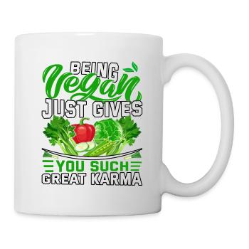 Being vegan just gives you such great karma - Tasse - Weiß - Rechts