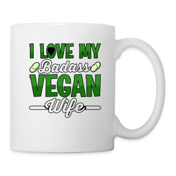 I love my badass vegan wife - Mug - white - Right