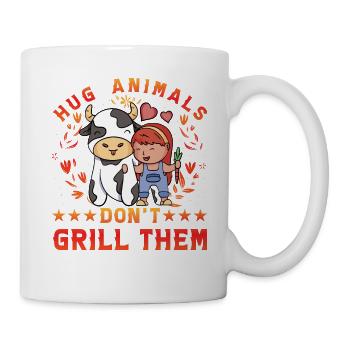 Hug Animals don't grill them Vegan - Mug - white - Right