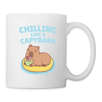 Capybara sur flotter sur la piscine refroidissant comme un Capybara - Mug blanc - blanc - Droite