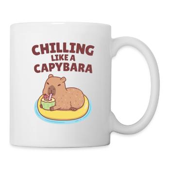 Capybara sur flotter sur la piscine refroidissant comme un Capybara - Mug blanc - blanc - Droite