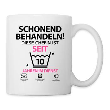 Chefin Jubiläum 10 Jahre Jähriges Firmenjubiläum - Tasse - Weiß - Rechts