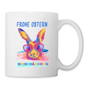 FROHE OSTERN MEIN HÄSCHEN Osterhase Brille & Herz - Tasse - Weiß - Rechts
