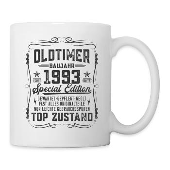 Oldtimer Baujahr 1993 Jahrgang Geburtstag Geschenk - Tasse - Weiß - Rechts