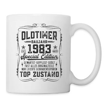 Oldtimer Baujahr 1983 Jahrgang Geburtstag Geschenk - Tasse - Weiß - Rechts