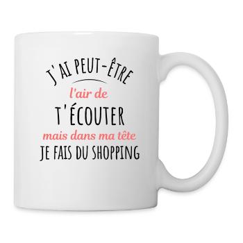 Shopping Citation Humour Féminin Femme Mode Drôle - Mug blanc - blanc - Droite