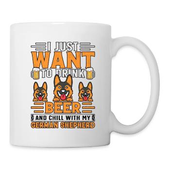 I just want to drink beer with my German Shepherd - Mug - white - Right