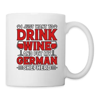 Je veux juste boire du vin et caresser mon berger - Mug blanc - blanc - Droite