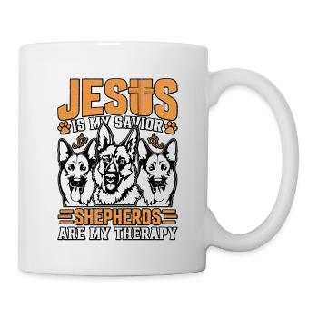 Jesus ist mein Retter, Hirten sind meine Therapie - Tasse - Weiß - Rechts