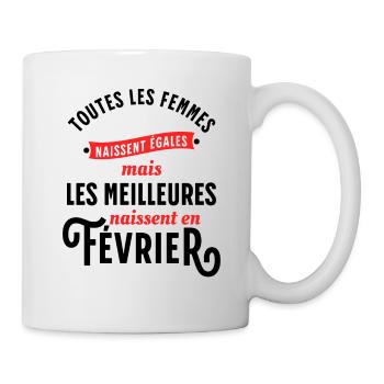 Dicton Anniversaire Février Année Naissance Slogan - Mug blanc - blanc - Droite