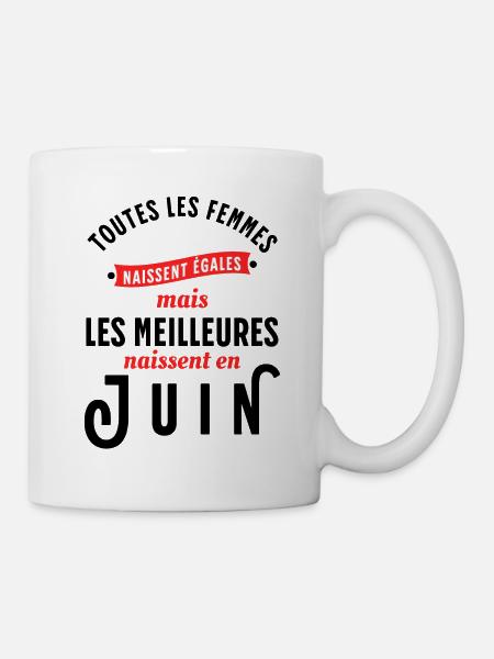 Dicton Anniversaire Juin Année de Naissance Slogan - Mug blanc - blanc