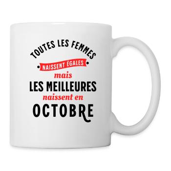 Dicton Anniversaire Octobre Année Naissance Slogan - Mug blanc - blanc - Droite