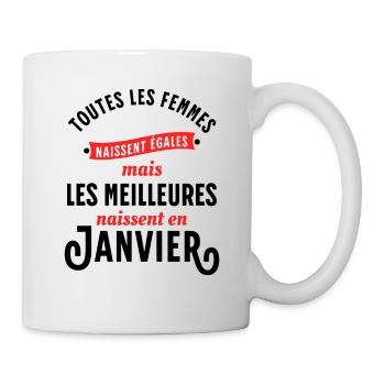 Dicton Anniversaire Janvier Année Naissance Slogan - Mug blanc - blanc - Droite