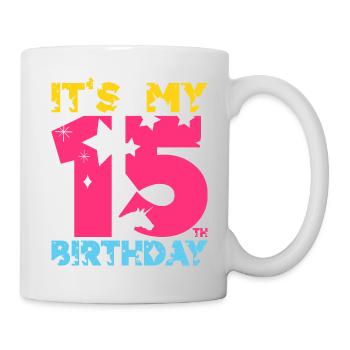 C’EST MON 15E ANNIVERSAIRE LICORNE 15E ANNIVERSAIRE - Mug blanc - blanc - Droite