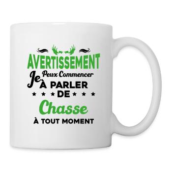 Parler de chasse à tout moment Humour chasseur - Mug blanc - blanc - Droite