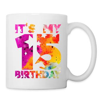 15ÈME ANNIVERSAIRE LICORNE C’EST MON 15E ANNIVERSAIRE - Mug blanc - blanc - Droite