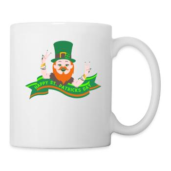 St. Patricks Day Irisch Kleeblatt Kobold Feiertag - Tasse - Weiß - Rechts
