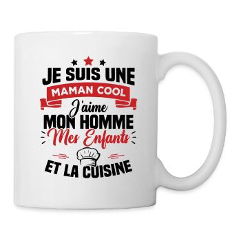 Une maman cool j'aime mon homme et la cuisine - Mug blanc - blanc - Droite
