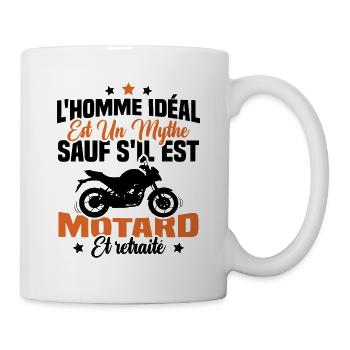 Motard Et Retraité - Mug blanc - blanc - Droite