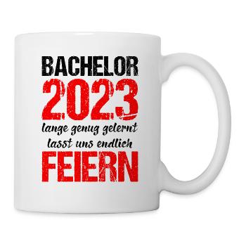 Bachelor 2023 Lange Genug Gelernt Lasst Uns Feiern - Tasse - Weiß - Rechts