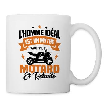 Motard Et Retraité - Mug blanc - blanc - Droite