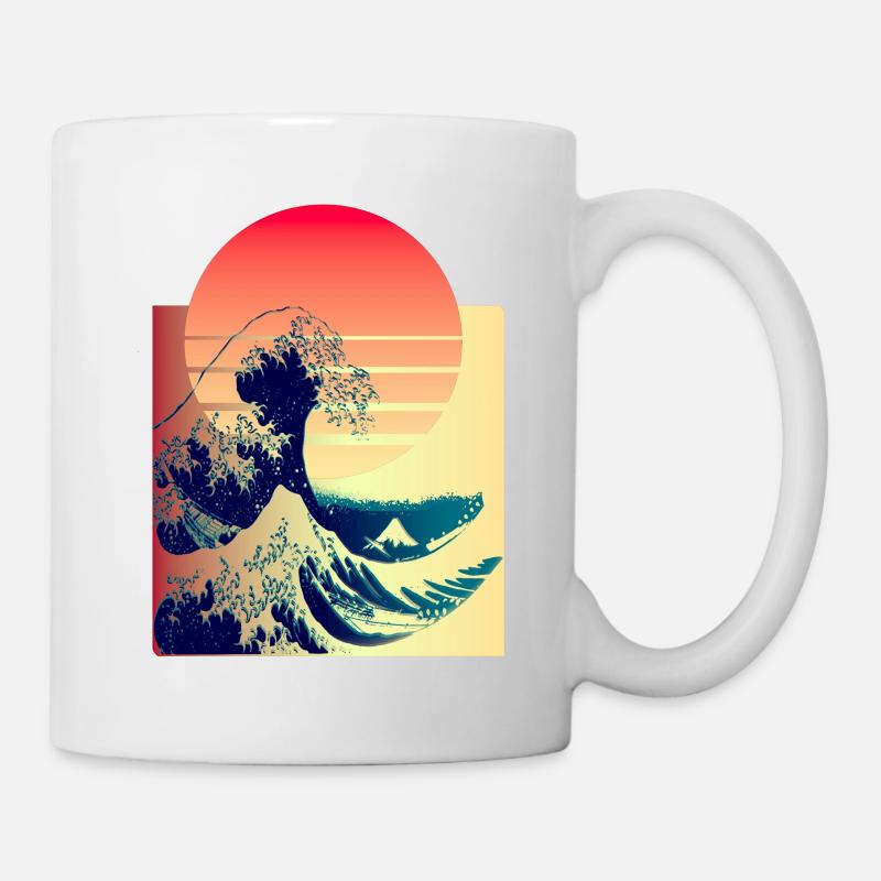 la grosse vague au large de Kanagawa - Mug blanc - blanc