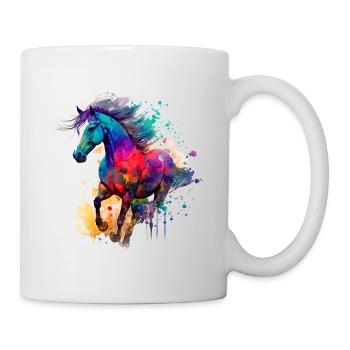 Idée passion chevaux cavalière aquarelle splash - Mug blanc - blanc - Droite