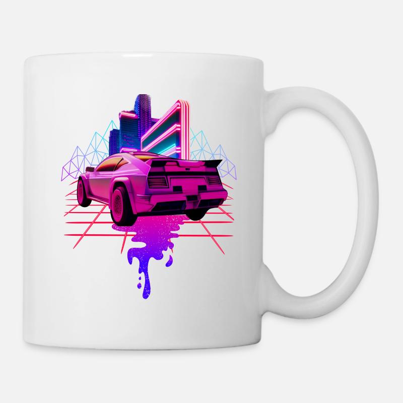 Retro Wave Sportwagen Vaporwave - Tasse - Weiß