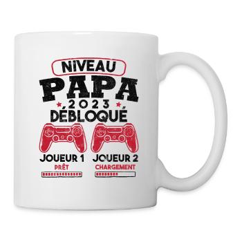 Niveau papa débloqué futur père 2023 - Mug blanc - blanc - Droite