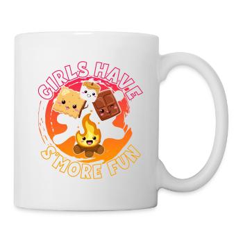 Mädchen Haben S'more Spaß Am Wochenende Klammern - Tasse - Weiß - Rechts