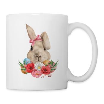 Easter bunny flowers and eggs - Mug - white - Right