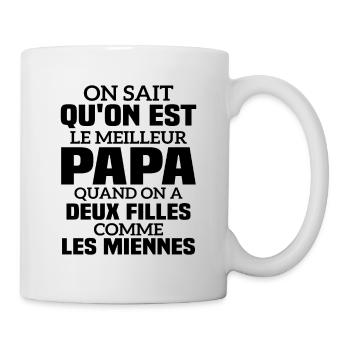 Le meilleur papa quand on a deux fille - Mug blanc - blanc - Droite