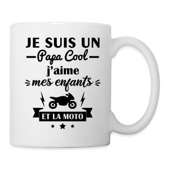 Papa cool j'aime mes enfants, moto, fête des pères - Mug blanc - blanc - Droite
