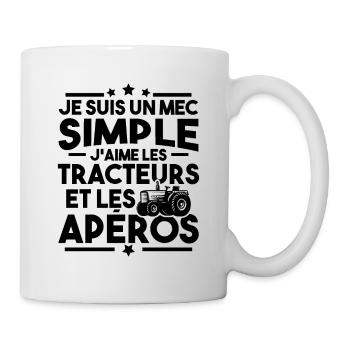 Un mec simple j aime les tracteurs et les apéros - Mug blanc - blanc - Droite