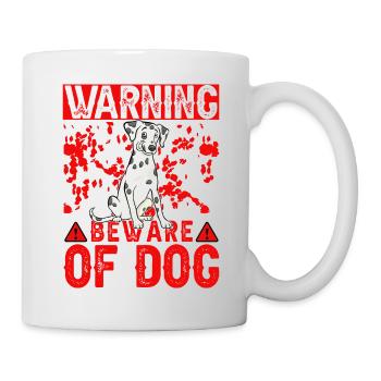 Warning beware of Dog Dalmatiner - Mug - white - Right