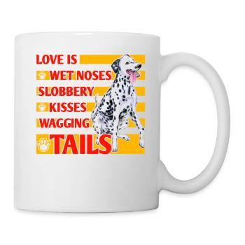 L’amour est mouillé nez baveux baisers remuant les queues - Mug blanc - blanc - Droite