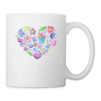 Tricot Coeur Crochet Accessoires Mignon - Mug blanc - blanc - Droite