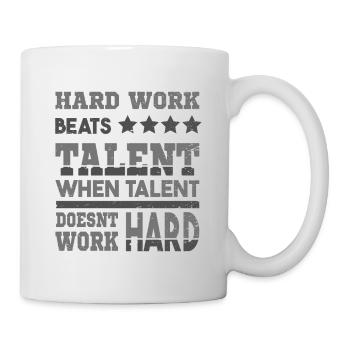 Hard Work beats Talent Fitness Gym Motivation - Mug - white - Right