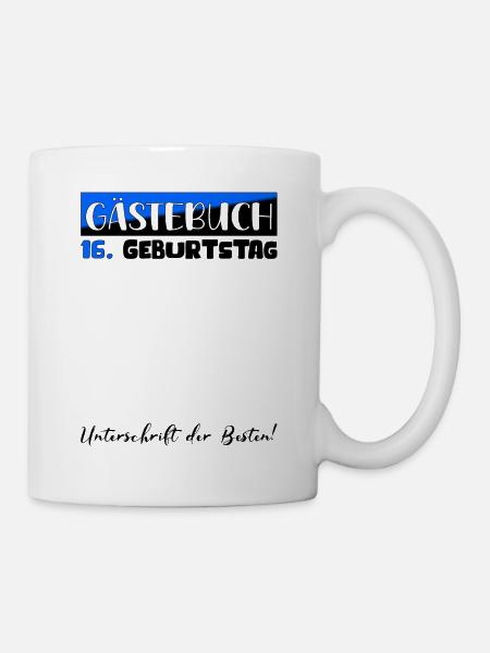 Gästebuch Deko Fun 16 Geburtstag T-Shirt Eintragen - Tasse - Weiß
