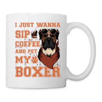 Je veux juste siroter un café et caresser mon boxer - Mug blanc - blanc - Droite